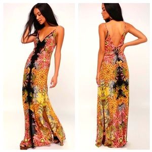 Free People Wildflower Print Black Long Maxi Slip Dress XS (Runs Big) - NWT